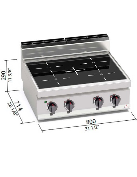 Cocina Vitrocerámica Bertos E7P4BVTR Macros 700 | Hostelería Negocios