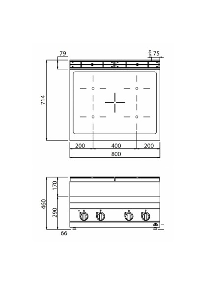 Cocina Vitrocerámica Bertos E7P4BVTR Macros 700 | Hostelería Negocios