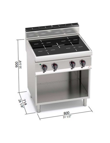 Cocina Vitrocerámica Bertos Macros 700 4 Zonas | Hostelería Negocios