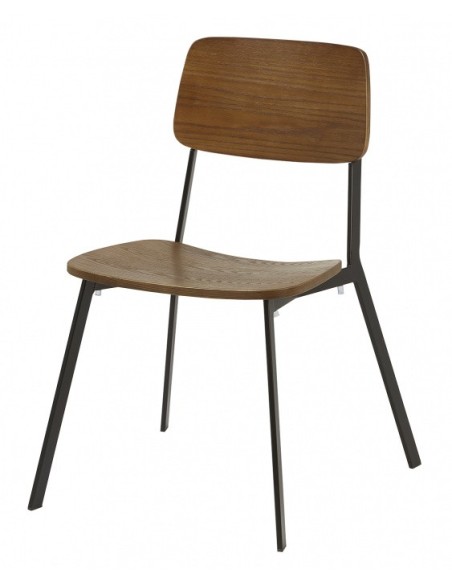 Silla M1041 Acero y Madera Apilable | Hostelería Negocios