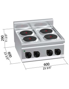 Cocina Eléctrica 4 Placas Bertos E6P4B Plus 600 | Hostelería Negocios 2