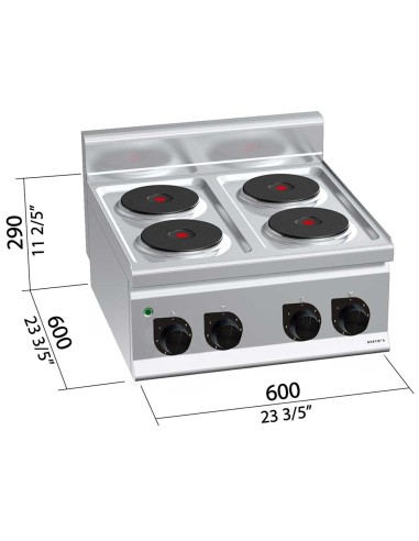 Cocina Eléctrica 4 Placas Bertos E6P4B Plus 600 | Hostelería Negocios