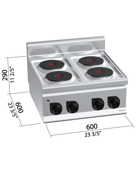 Cocina Eléctrica 4 Placas Bertos E6P4B Plus 600 | Hostelería Negocios