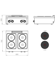 Cocina Eléctrica 4 Placas Fainca HR CE4P750S Serie 750 | Hostelería Negocios 2