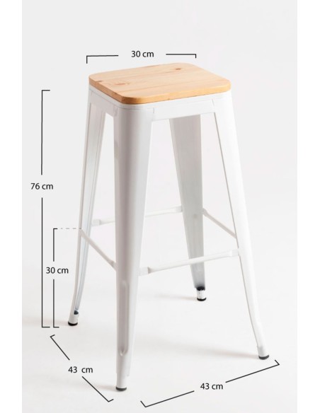 Taburete Apilable de Acero y Madera | Hostelería Negocios
