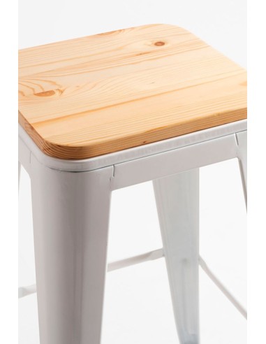 Taburete Apilable de Acero y Madera | Hostelería Negocios