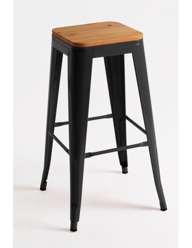 Taburete Apilable de Acero y Madera | Hostelería Negocios