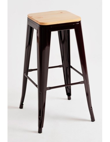 Taburete Apilable de Acero y Madera | Hostelería Negocios