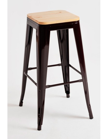 Taburete Apilable de Acero y Madera | Hostelería Negocios