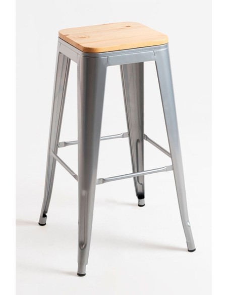 Taburete Apilable de Acero y Madera | Hostelería Negocios