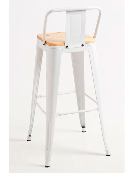 Taburete Industrial de Madera y Acero Apilable | Hostelería Negocios