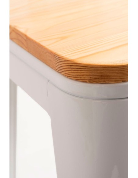 Taburete Industrial de Madera y Acero Apilable | Hostelería Negocios