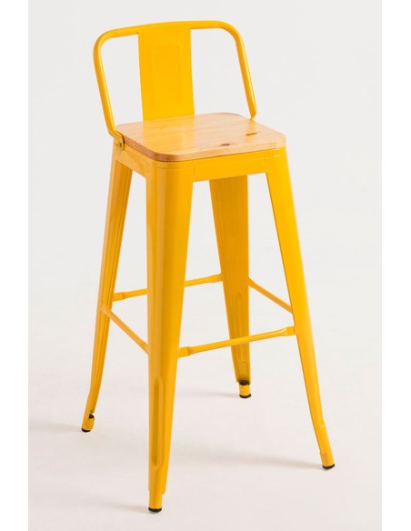 Taburete Industrial de Madera y Acero Apilable | Hostelería Negocios