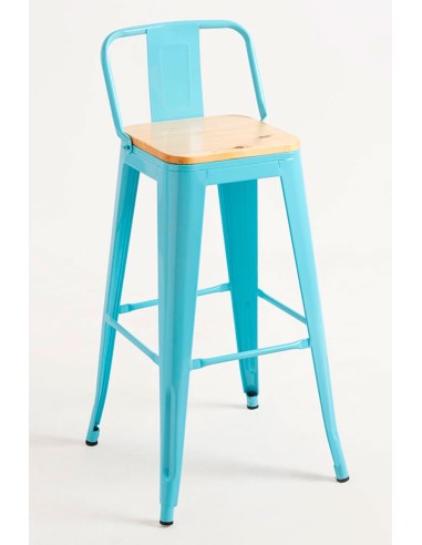 Taburete Industrial de Madera y Acero Apilable | Hostelería Negocios