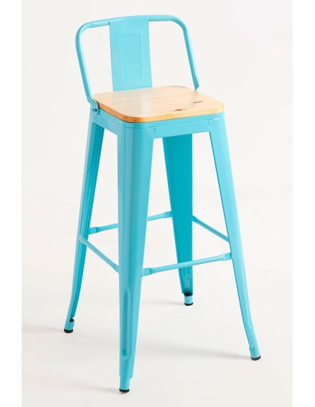 Taburete Industrial de Madera y Acero Apilable | Hostelería Negocios