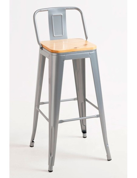 Taburete Industrial de Madera y Acero Apilable | Hostelería Negocios