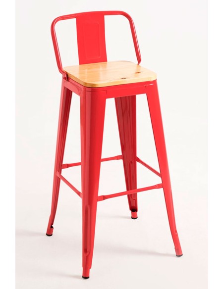 Taburete Industrial de Madera y Acero Apilable | Hostelería Negocios