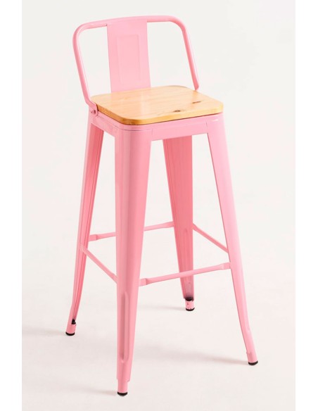 Taburete Industrial de Madera y Acero Apilable | Hostelería Negocios