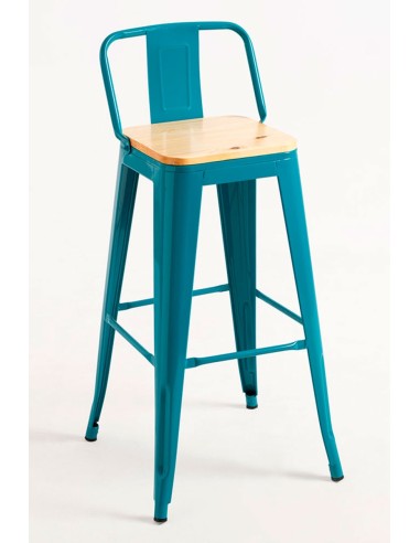 Taburete Industrial de Madera y Acero Apilable | Hostelería Negocios