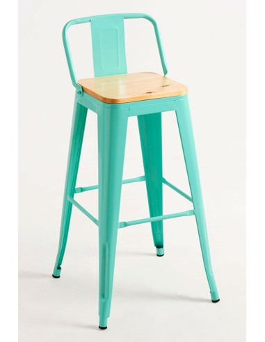 Taburete Industrial de Madera y Acero Apilable | Hostelería Negocios