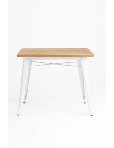 Mesa Cuadrada de Madera y Acero para Hostelería | Hostelería Negocios