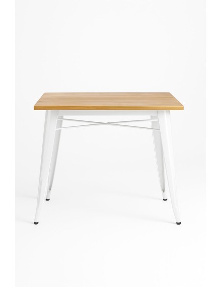Mesa Cuadrada de Madera y Acero para Hostelería | Hostelería Negocios