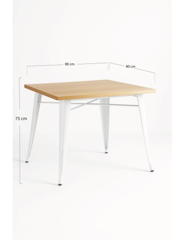 Mesa Cuadrada de Madera y Acero para Hostelería | Hostelería Negocios