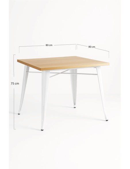 Mesa Cuadrada de Madera y Acero para Hostelería | Hostelería Negocios