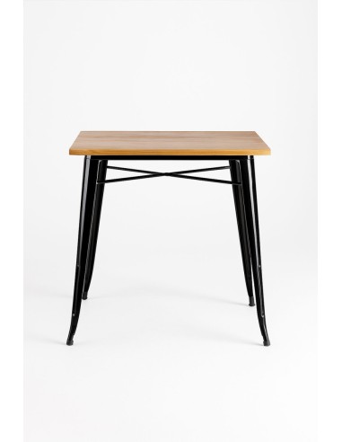 Mesa Cuadrada de Madera y Acero para Hostelería | Hostelería Negocios