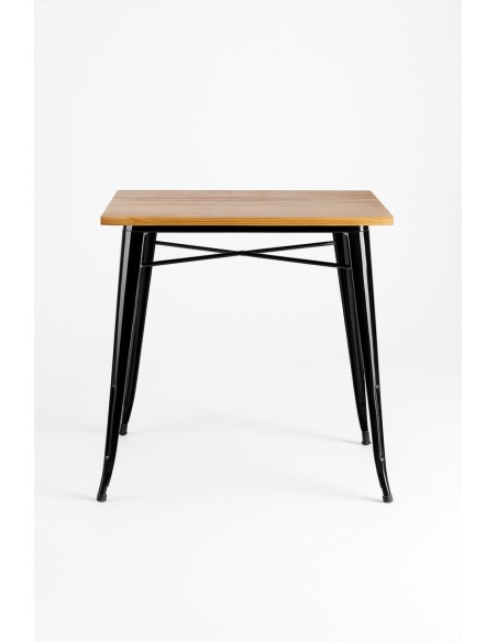 Mesa Cuadrada de Madera y Acero para Hostelería | Hostelería Negocios