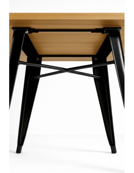 Mesa Cuadrada de Madera y Acero para Hostelería | Hostelería Negocios