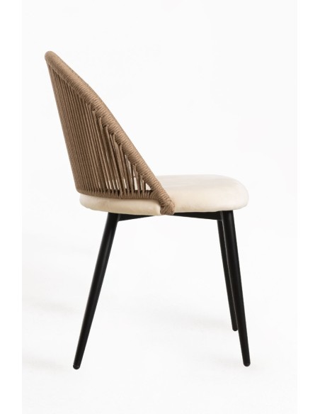Silla Velvet de Terciopelo y Cuerda Boho | Hostelería Negocios