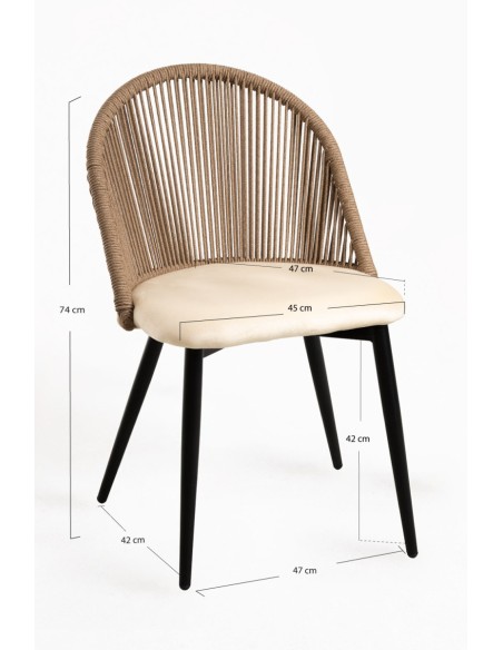 Silla Velvet de Terciopelo y Cuerda Boho | Hostelería Negocios