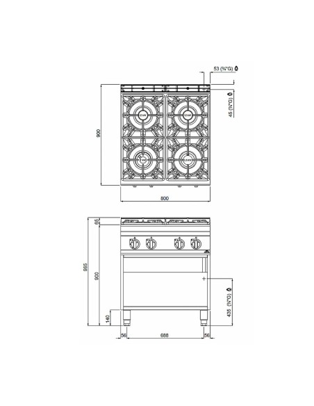 Cocina a Gas G9F4M MAXIMA 900 BERTOS|Hosteleria Negocios