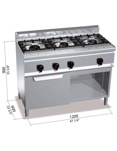 Cocina a Gas Bertos Plus 600 3 Fuegos + Horno | Hostelería Negocios