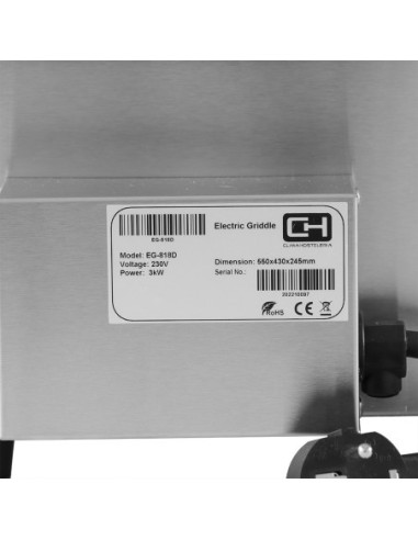 Plancha Eléctrica Cromo Duro Clima EG-818 D 3 kW | Hostelería Negocios