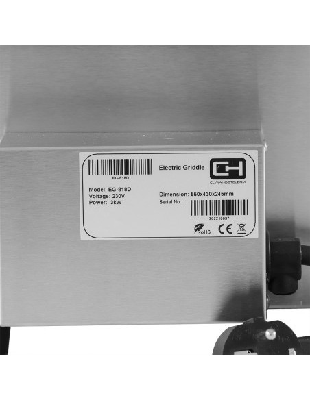 Plancha Eléctrica Cromo Duro Clima EG-818 D 3 kW | Hostelería Negocios