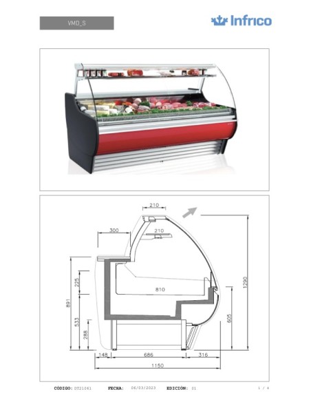 Vitrina Expositora Refrigerada Infrico VMD 18 SI | Hostelería Negocios
