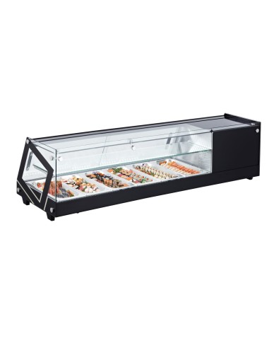 Vitrina refrigerada de tapas Eutron VRC-6 con capacidad para 6 bandejas GN 1/3, temperatura de +2°C a +8°C y dimensiones de 1483