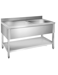 Fregadero Eutron Gama 600 con Bancada y Estante 1400mm | Hostelería Negocios