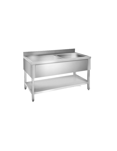 Fregadero Eutron Gama 600 con Bancada y Estante 1400mm | Hostelería Negocios