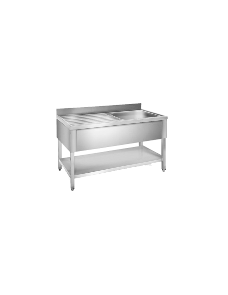 Fregadero Eutron Gama 600 con Bancada y Estante 1400mm | Hostelería Negocios