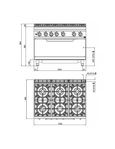 Cocina a Gas con Horno Maxi Bertos Maxima 900 | Hostelería Negocios