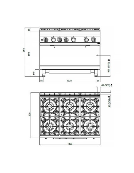 Cocina a Gas con Horno Maxi Bertos Maxima 900 | Hostelería Negocios