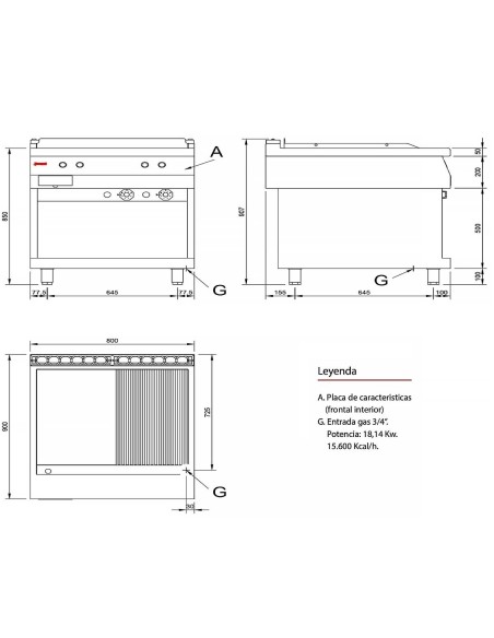Plancha Fry Top Mixta Serie 900 Jemi  FRT90 P99 | Hostelería Negocios