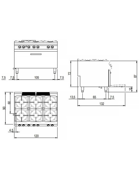 Cocina a Gas+ Horno  Maxi S900 SV 912 Savemah