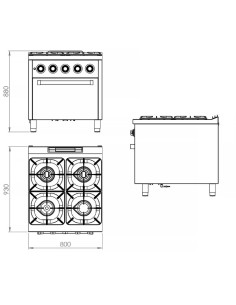 Cocina Gas 4 Fuegos + Horno C4F900HE Fainca | Hostelería Negocios 2