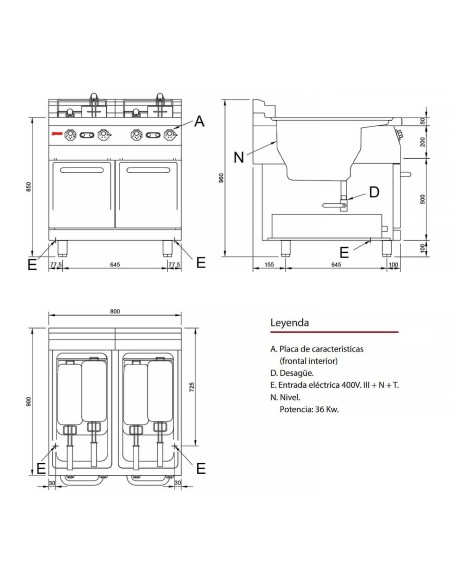 Freidora Eléctrica Doble FRE915/2 Jemi | Hostelería Negocios