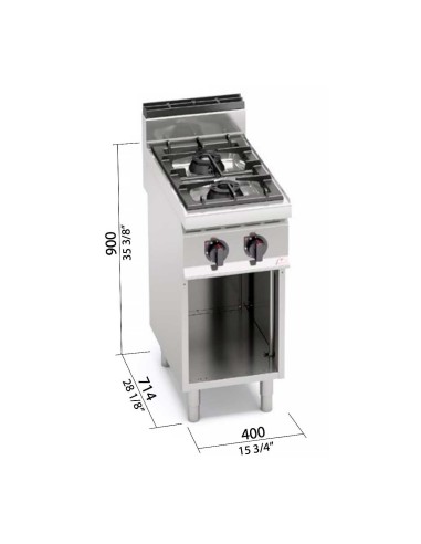 Cocina Gas Bertos G7F2MP 2 Fuegos 14 kW | Hosteleria Negocios