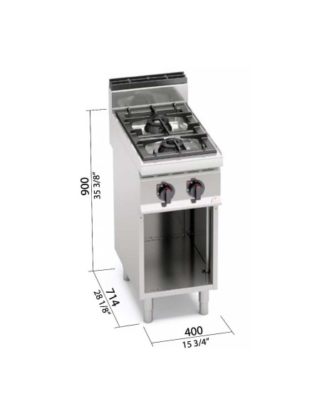 Cocina Gas Bertos G7F2MP 2 Fuegos 14 kW | Hosteleria Negocios